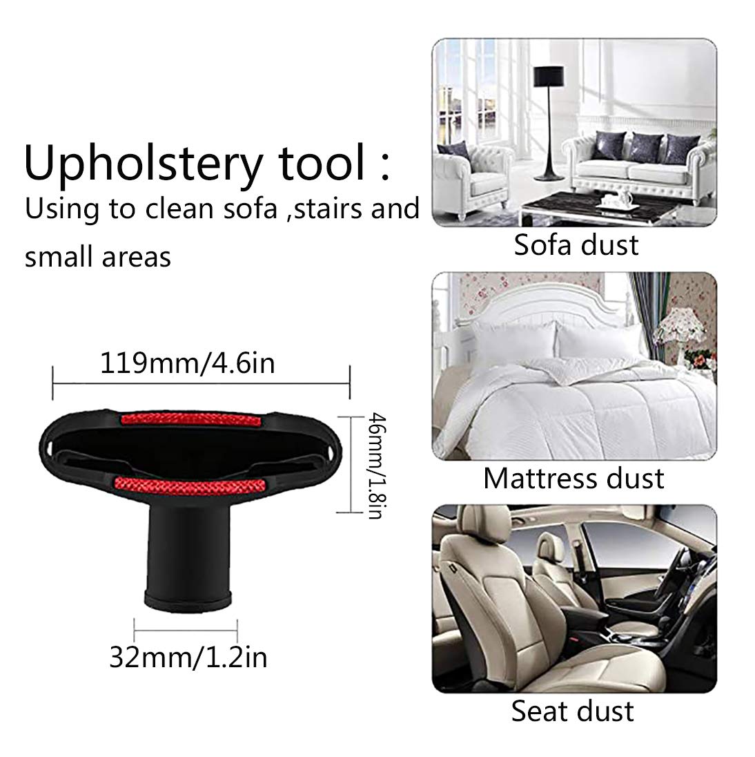 1-1/4 Inch Vacuum Attachments Brushes for Shop Vac - Universal Vacuum Cleaner Accessories Fits 1/4