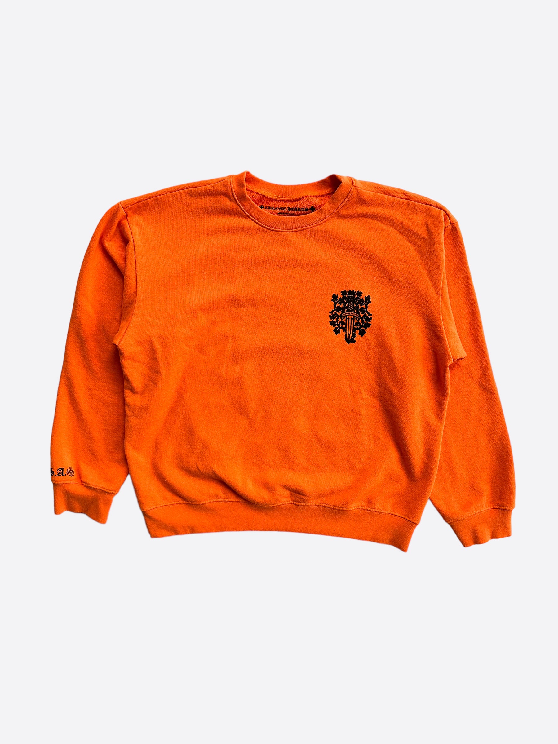Chrome Hearts Orange & Black Dagger Logo Sweater - Stylish Gothic Knitwear for Men & Women | Perfect for Streetwear, Concerts & Fashion Statements