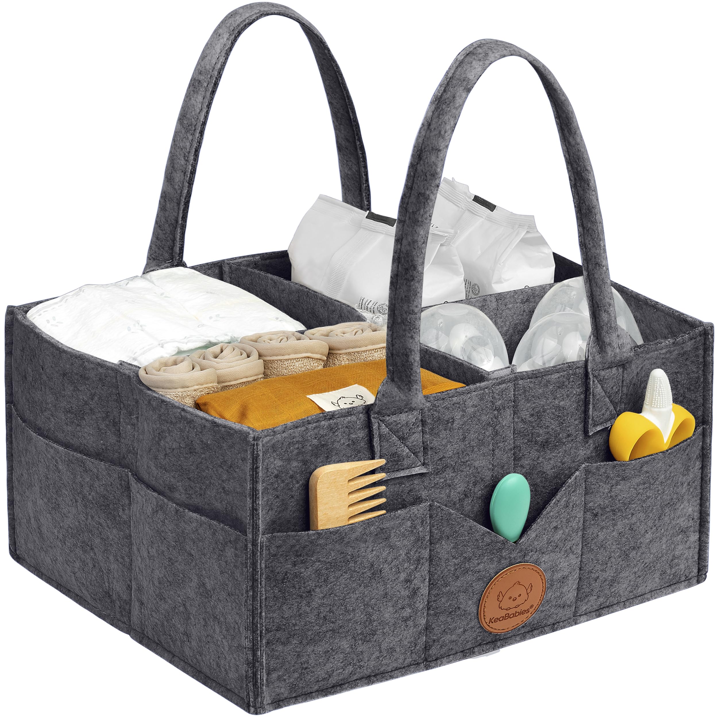 KeaBabies Diaper Caddy Organizer - Portable Baby Nursery Organizer for Girls & Boys, Car Storage & Changing Table Organizer (Mystic Gray) | Perfect Baby Shower Gift & Diaper Storage Solution for Home & Travel