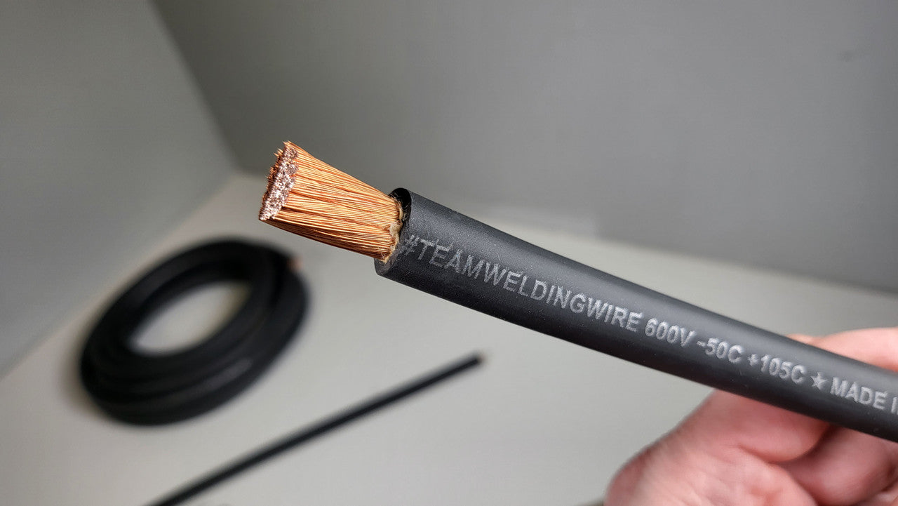 1/0 AWG Black Tru Spec Copper Welding Wire by The Foot - High Conductivity Electrical Wire for DIY, Automotive, and Industrial Applications