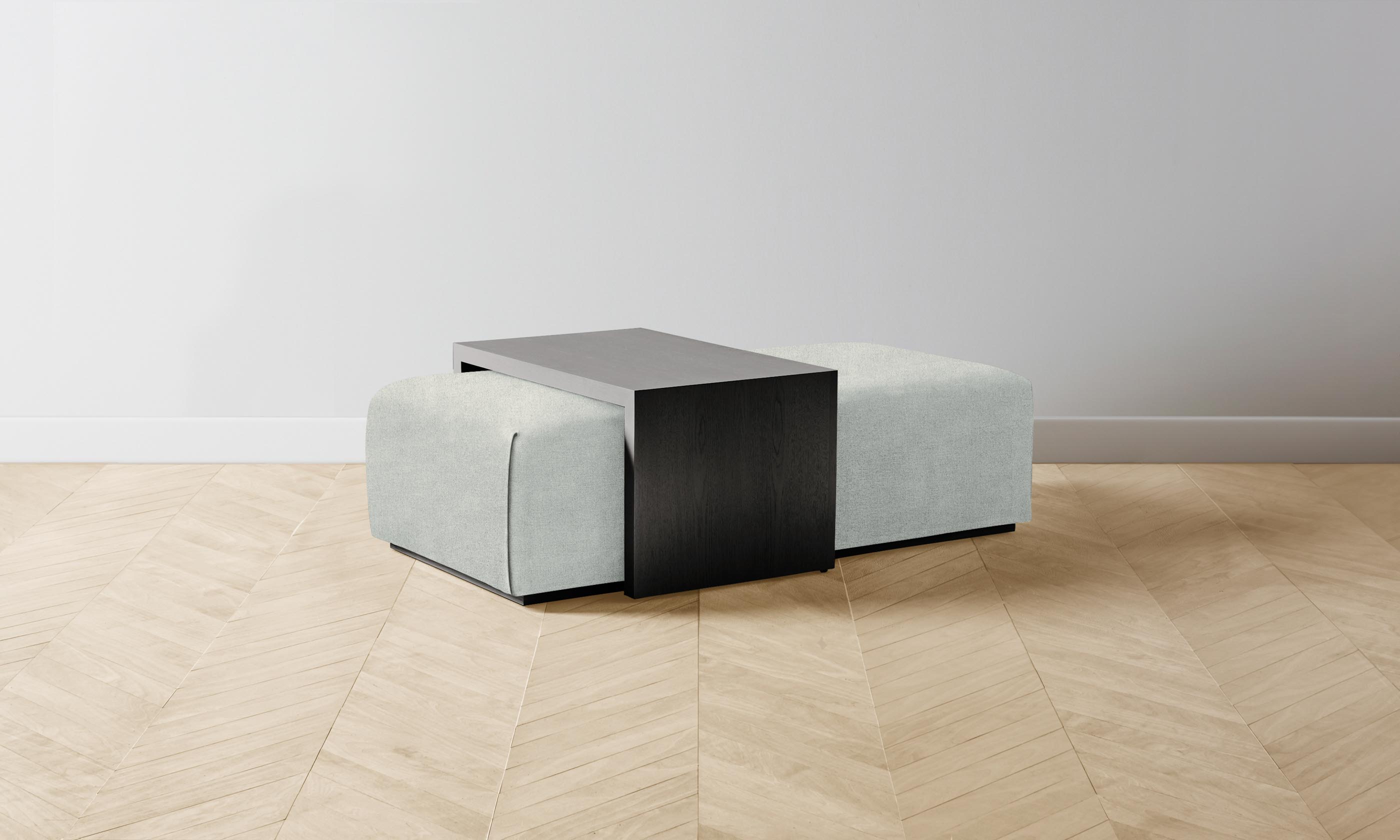 The Bowery Ottoman - Performance Mélange Weave Seaglass Upholstered Storage Bench | Modern Living Room, Bedroom & Entryway Furniture for Small Spaces