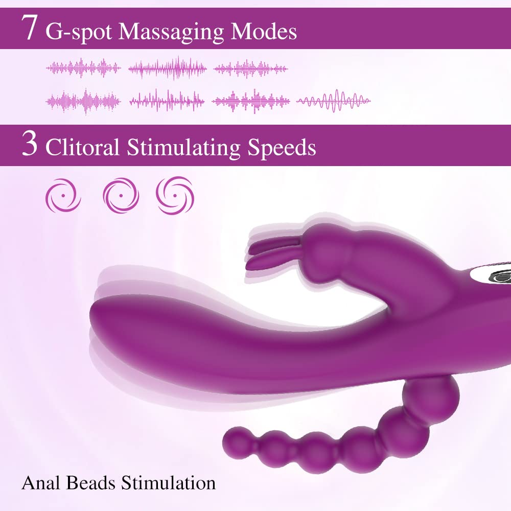 Premium 7-Speed Rechargeable Silicone G-Spot Rabbit Vibrator - Waterproof Dual Stimulation Clitoral & Vaginal Massager for Women - Perfect for Solo Play & Couples Intimacy - Adult Sex Toy by Adorime