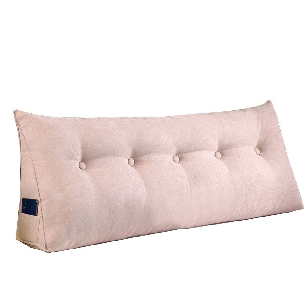 Large Soft Comfortable Backrest Headboard King Cushion Pillow for Reading & Rest in Twin Bed - Breathable Triangular Wedge Support for Back & Waist - Washable Beige Cover - Perfect for Bed, Sofa & Floor Lounging