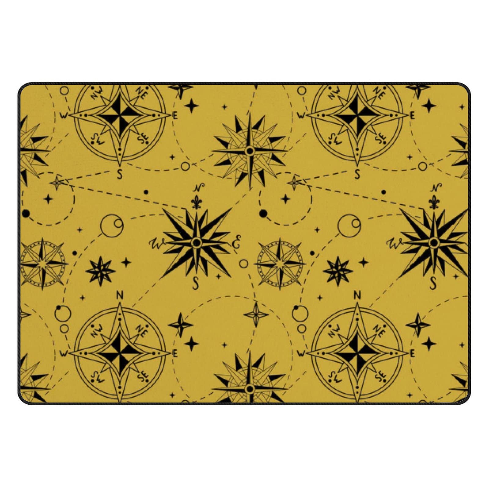 Vintage Compass Non-Slip Large Area Rug 63x48in - Soft Floor Carpet for Living Room, Bedroom, Nursery & Playroom | Perfect for Yoga, Kids Play Area & Home Decor