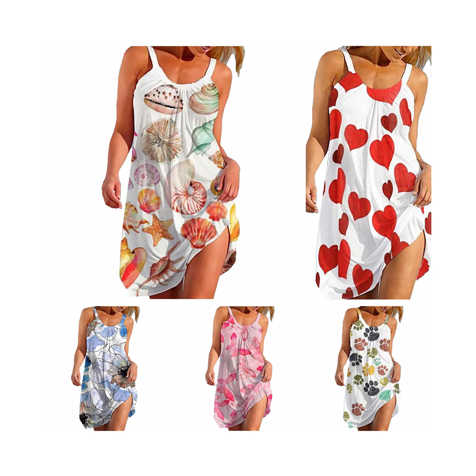 Oiumov Women's Summer Beach Dress - Striped Print Sleeveless Sundress, Casual Boho Cover Up for Spring & Summer | Perfect for Vacations, Poolside Lounging & Outdoor Adventures