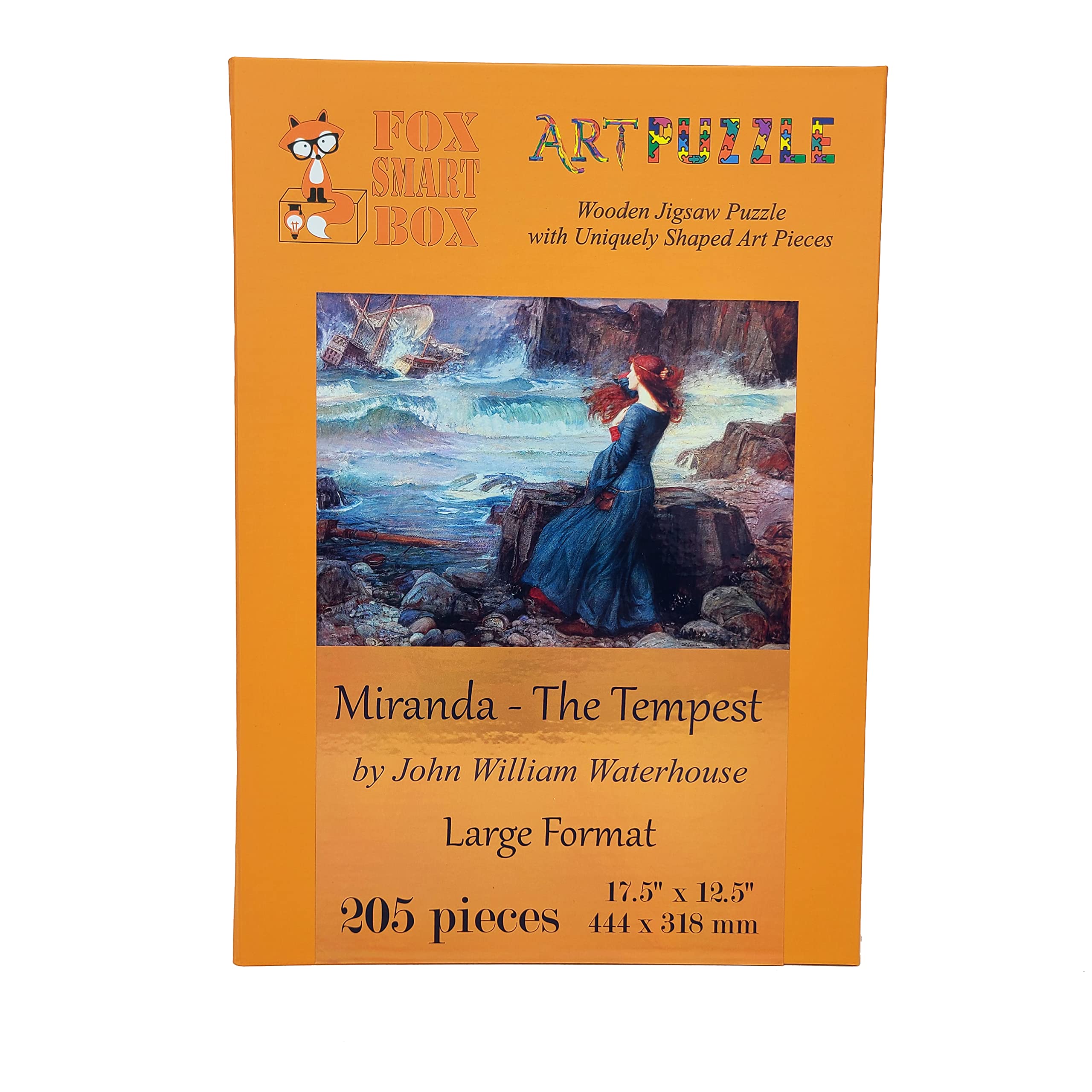 Premium Large Format Wooden Puzzle for Adults & Seniors - 205 Unique Shaped Pieces - Made in USA by FoxSmartBox - Miranda Collection - Perfect for Family Game Night, Cognitive Therapy & Stress Relief