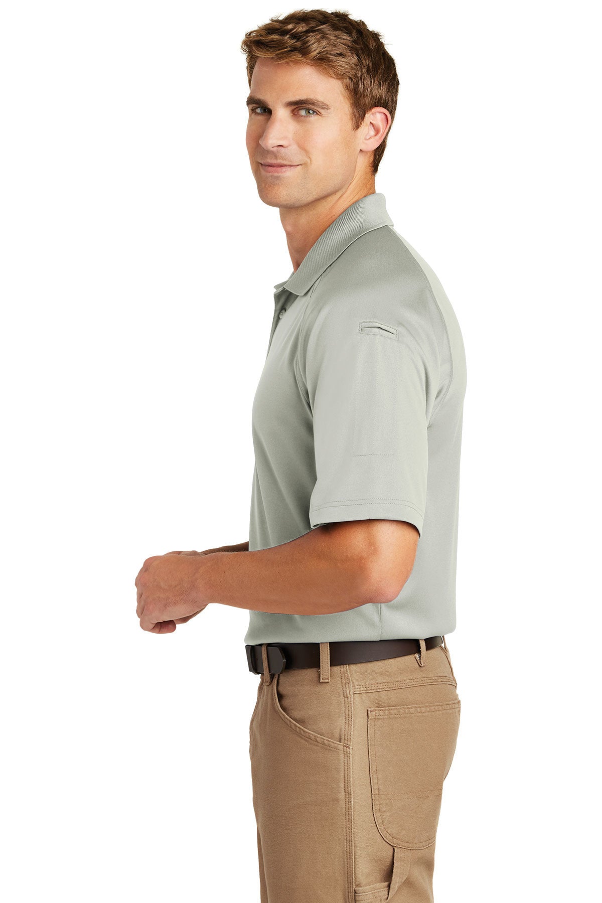 CornerStone Tactical Polo Shirt for Men - Light Grey Performance Workwear | Moisture Wicking & Breathable | Perfect for Outdoor, Hiking & Business Casual
