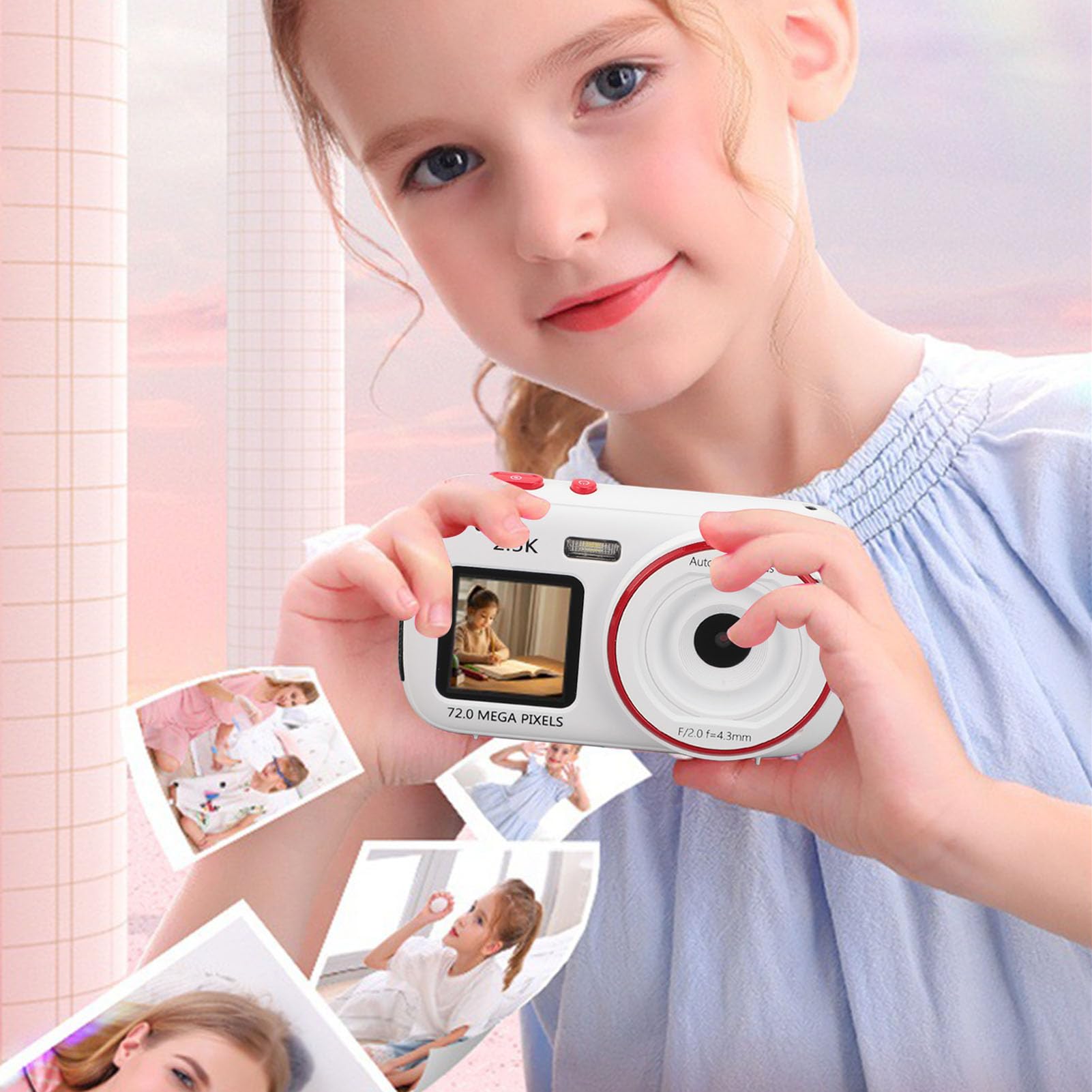 72MP Digital Camera with Autofocus & Dual Screen - 16X Zoom Vlogging Camera for Travel, Anti-Shake, Built-in MP3 (White) - Perfect for YouTube Content, Vacation Photography & Daily Vlogging