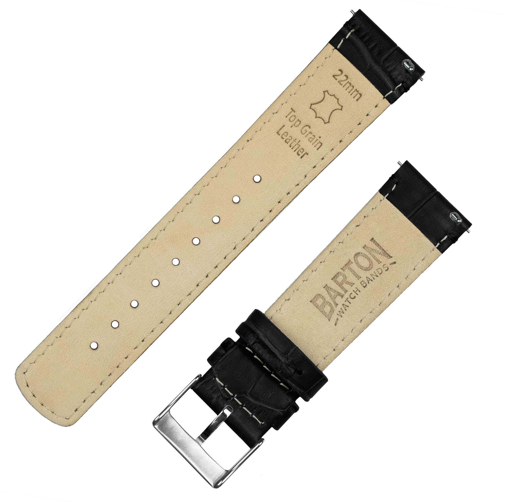 Samsung Galaxy Watch4 Black Alligator Grain Leather Replacement Band - Premium Strap for Galaxy Watch 4 Classic & Bluetooth Smartwatch - Perfect for Business, Workout & Daily Wear