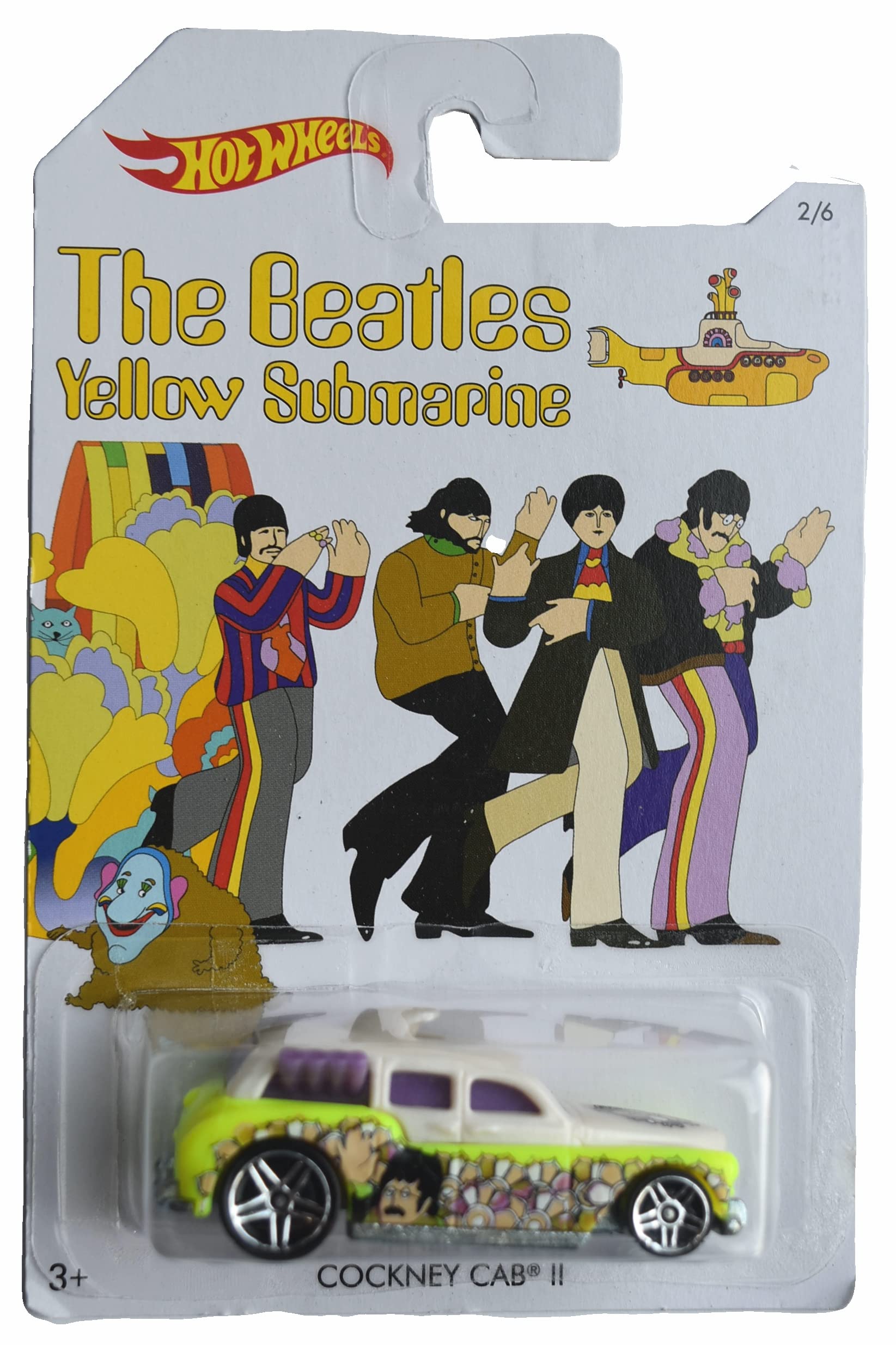 Hot Wheels Cockney Cab II The Beatles Yellow Submarine Die-Cast Toy Car - Collectible 1:64 Scale Model for Kids & Adults - Perfect for Display, Gifts, and Play Scenes