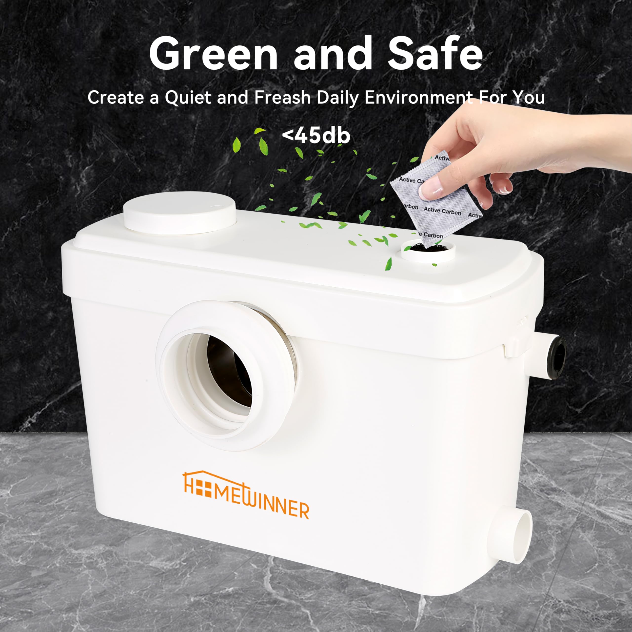 600W Macerator Pump System - Upflush Toilet Sewage Grinder for Basement, RV & Marine Use | Handles Waste from Bathroom, Shower, Laundry Sink (Up to 30ft) | Ideal for Off-Grid Homes, Tiny Houses & Boats