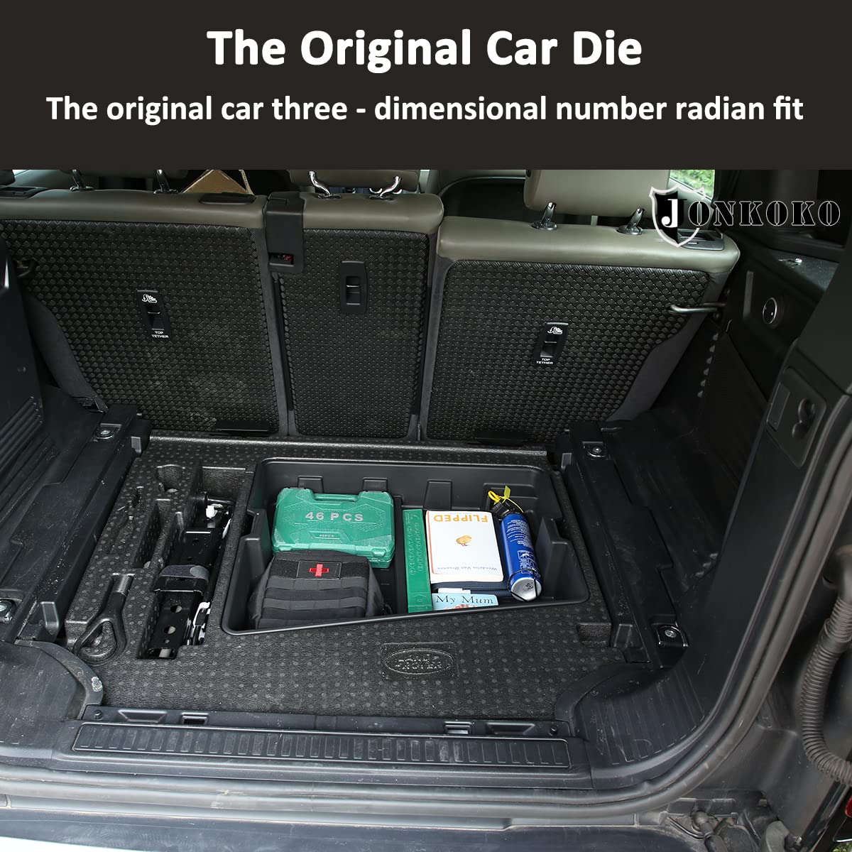 YIWANG ABS Black Car Central Storage Box & Phone Holder for Land Rover Defender 90/110 (2020-2022) | Rear Trunk Organizer Tray | Perfect for Road Trips & Off-Road Adventures