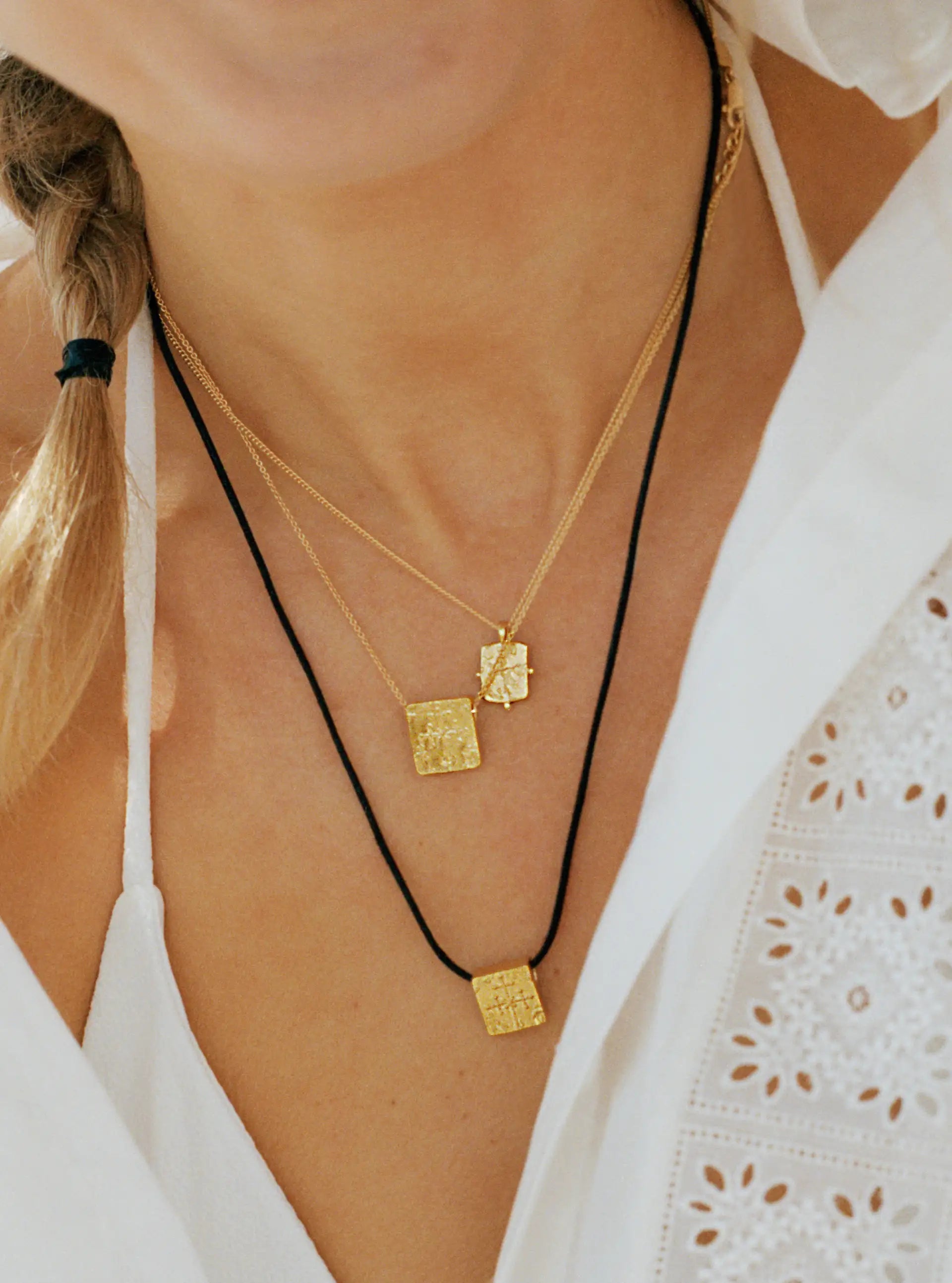 Lucy Williams Square Coin Cord Necklace - Minimalist Gold Pendant Jewelry for Women | Boho Chic Layering Necklace for Everyday Wear, Gift Giving & Special Occasions
