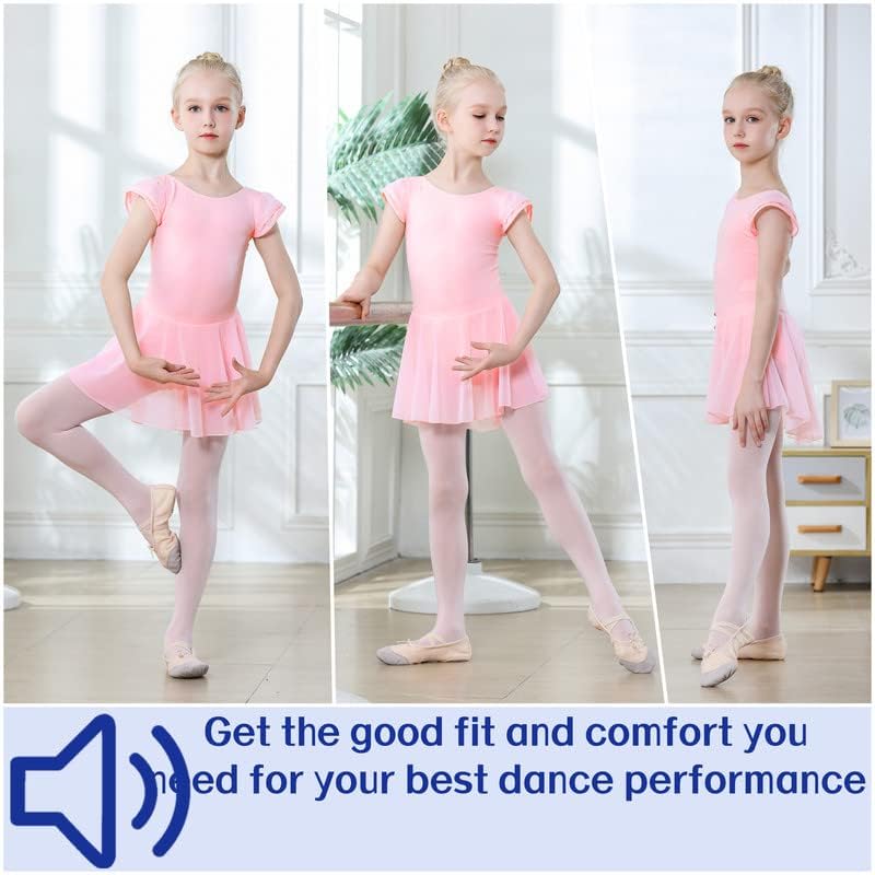 DIPUG Girls Ballet Leotard with Skirt - Toddler Dance Leotard with Flutter Sleeves & Criss Cross Back - Perfect for Ballet Class, Recitals & Dance Performances
