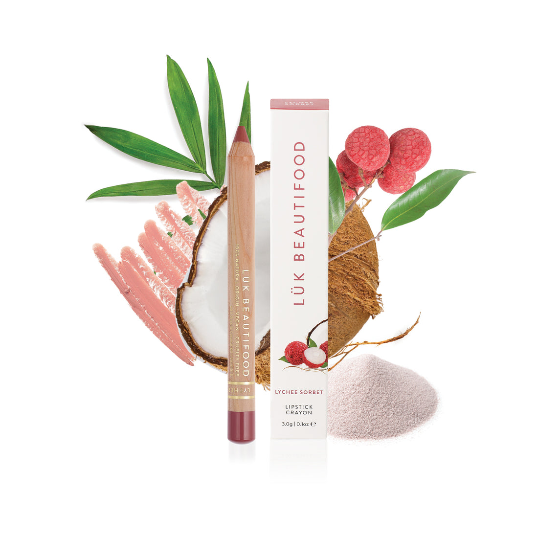 Natural Lipstick Crayon in Lychee Sorbet - Vegan, Long-Lasting Lip Color with Moisturizing Formula | Perfect for Everyday Wear, Date Night & Special Occasions