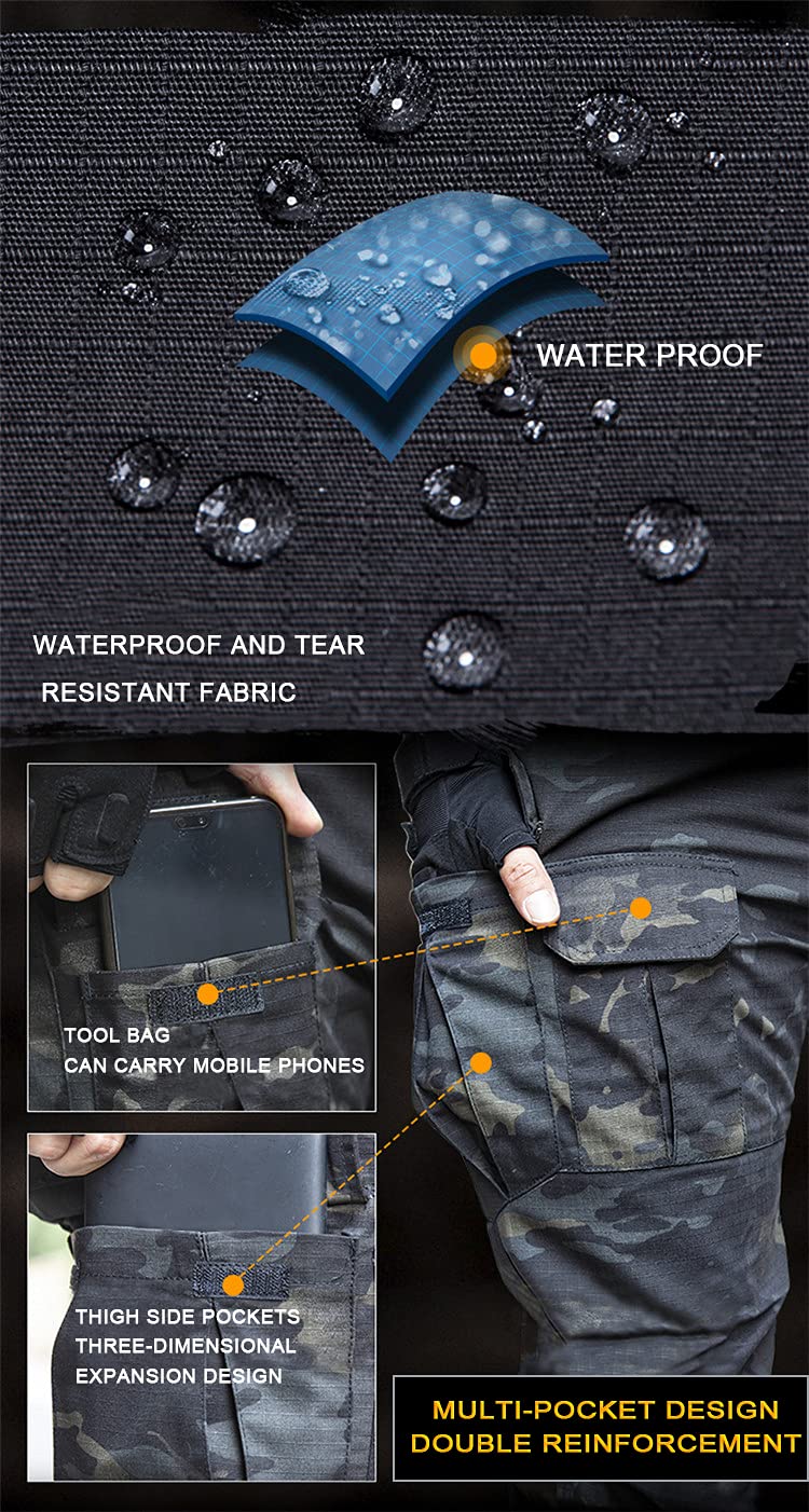 AKARMY Men's Hiking Cargo Pants - Lightweight Camo Work Pants for Outdoor Travel & Casual Wear with Multiple Pockets | Perfect for Camping, Hiking, and Everyday Adventures