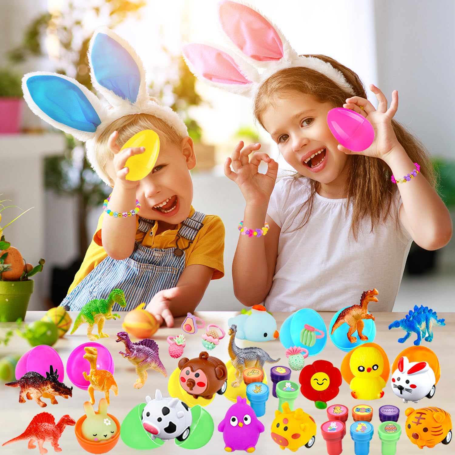 300-Piece Bulk Easter Eggs with Assorted Toys Inside - 100-Pack Easter Basket Stuffers & Party Favors - Plastic Easter Egg Fillers for Kids, Toddlers, Boys & Girls - Perfect for Easter Egg Hunts, Classroom Rewards & Birthday Party Games