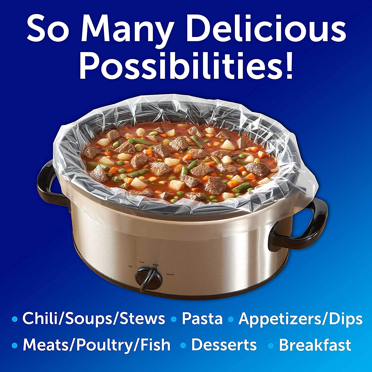 Reynolds Kitchens Slow Cooker Liners - 6 Pack (Fits 3-8 Quart Crock Pots) - Disposable Cooking Bags for Easy Cleanup - Perfect for Stews, Soups, and Meals