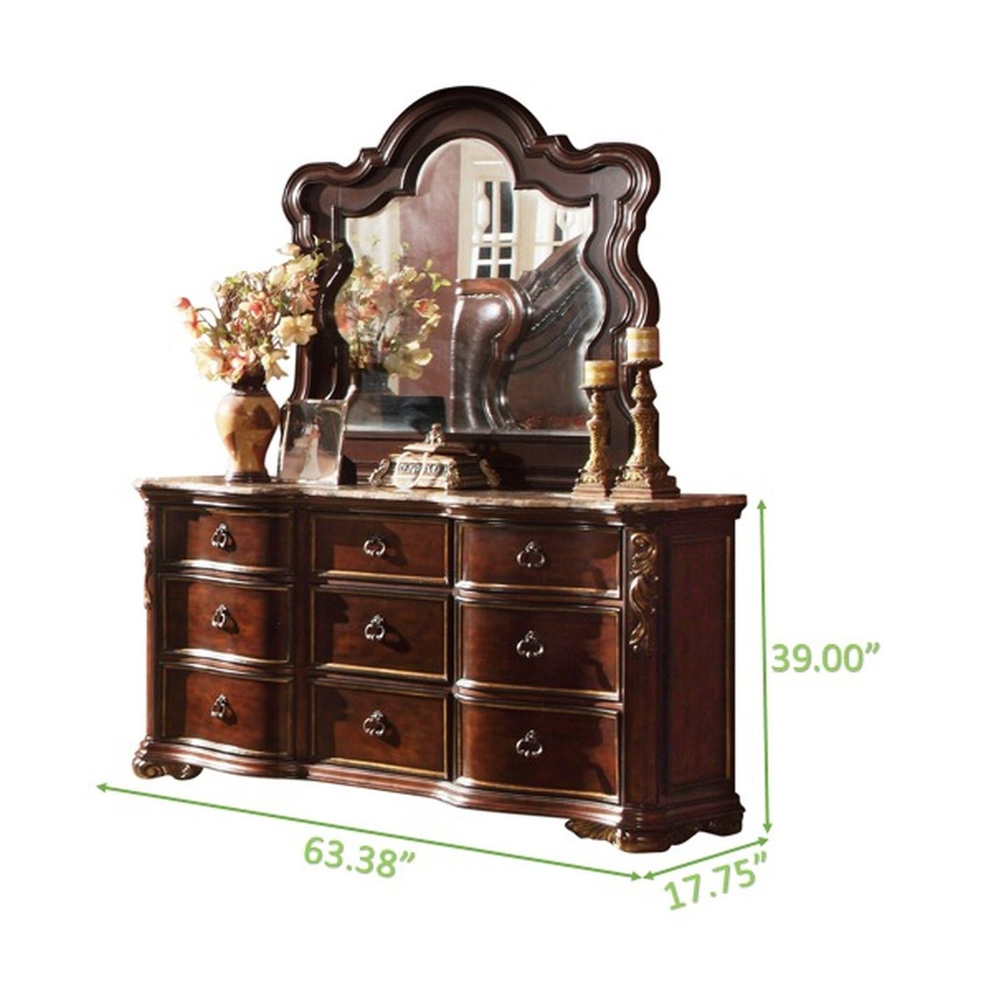 Bella Collection Dresser with Mirror - Elegant Bedroom Furniture for Home Decor & Organization