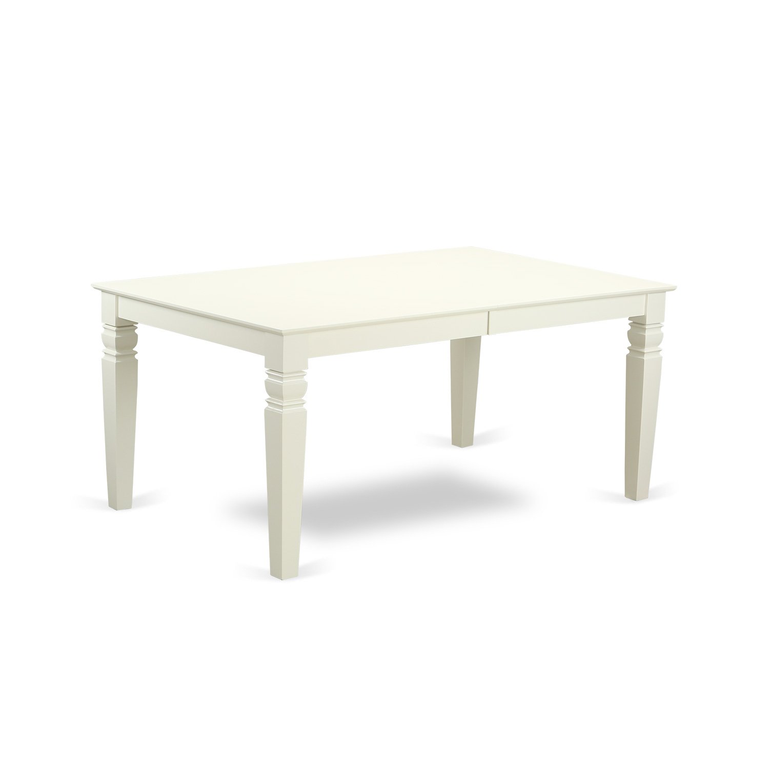 East West Furniture LGDA5-LWH-C 5-Piece White Linen Dining Set with Extendable Table & 4 Upholstered Chairs, 42x84 Inch - Perfect for Small Kitchens, Breakfast Nooks & Compact Dining Spaces