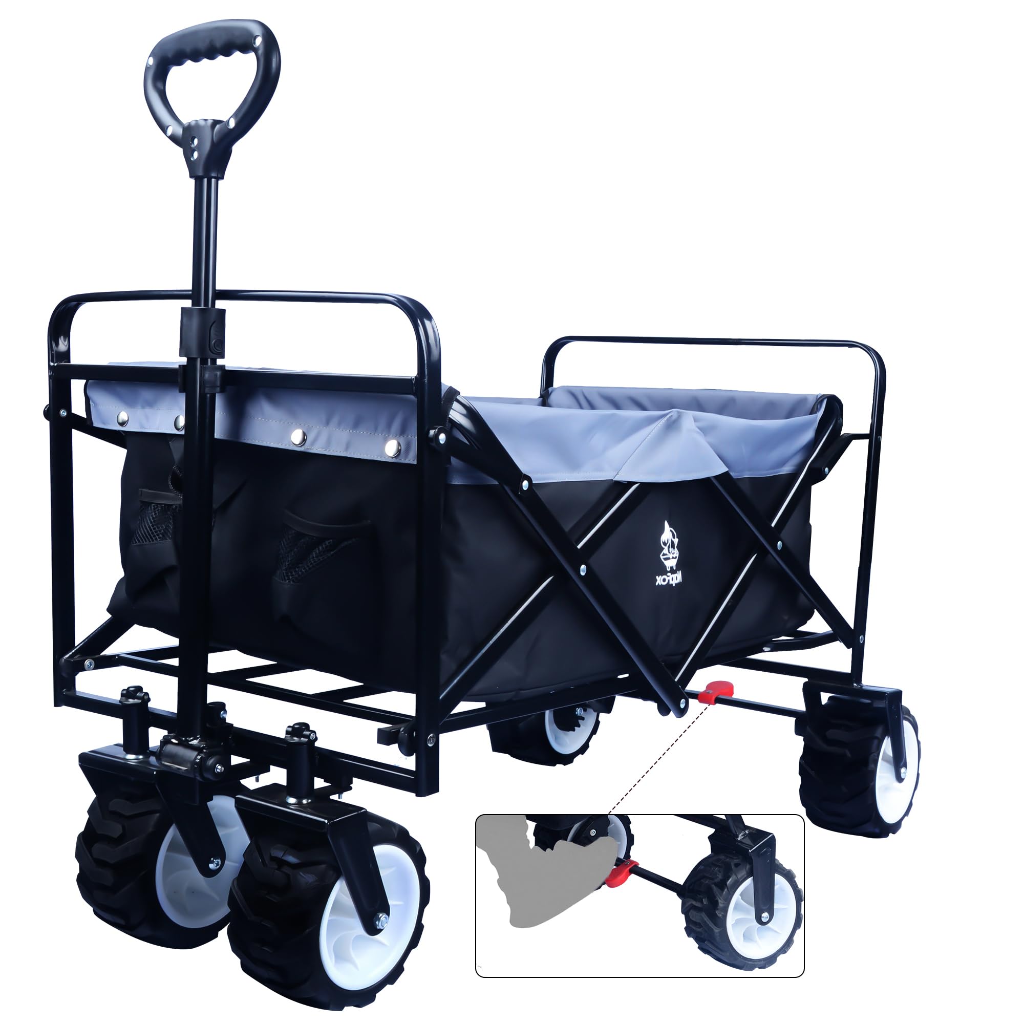 Heavy Duty Collapsible Beach Wagon Cart with Universal Wheels & Adjustable Handle - Foldable Utility Cart for Camping, Gardening, Beach, Shopping & Outdoor Activities | Perfect for Picnics, Tailgating & Farmers Markets