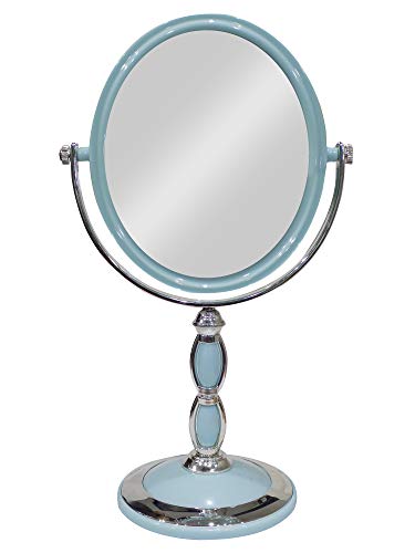 Premium Double-Sided Tabletop Vanity Mirror for Shaving & Makeup - 50g Blue (Pack of 1) | Perfect for Home Bathroom, Bedroom Dressing & Travel Beauty Essentials