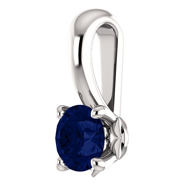 14K Gold 0.30 Carat Round Blue Sapphire Solitaire Pendant Necklace for Women - Perfect for Anniversary Gifts, Valentine's Day & Special Occasions