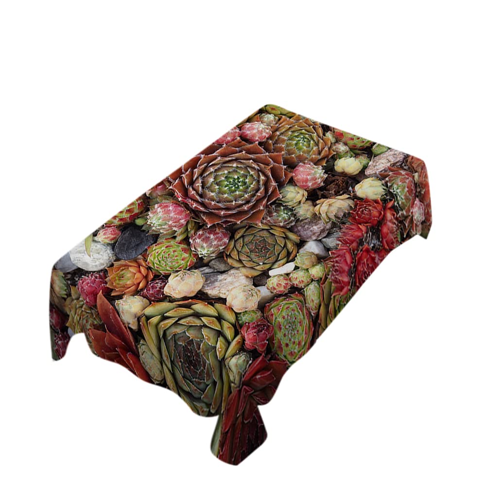 Zaueky 60x90 Inch Succulent Plant Tablecloth - Heavy Duty Oil-Proof Rectangle Table Cover for Dining, Wedding, Party Decor with Beautiful Sedum Design | Perfect for Home, Restaurant, and Outdoor Events