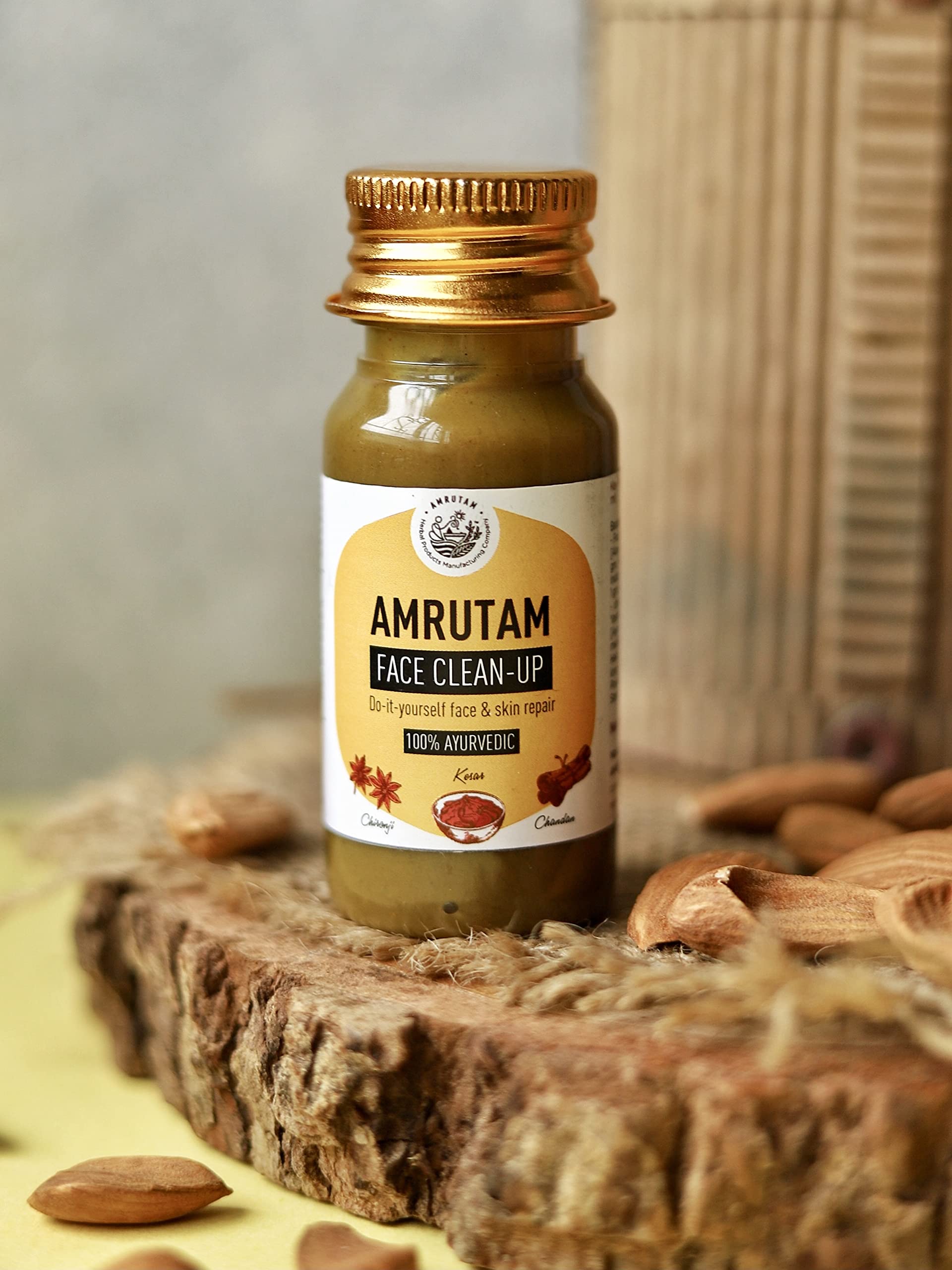 AMRUTAM Ayurvedic Face Cleanser - 100% Soap-Free Gentle Face Wash for Sensitive, Dry & Oily Skin - Enriched with Sandalwood, Saffron & Almond (30ml) | Perfect for Daily Skincare Routine & Travel-Friendly Size