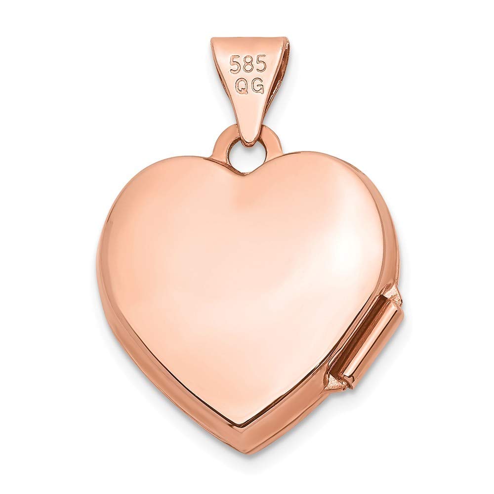 Roy Rose Jewelry - 14K Rose Gold 15mm Domed Heart Locket Pendant Necklace for Women, Gift for Her, Valentine's Day, Anniversary & Special Occasions