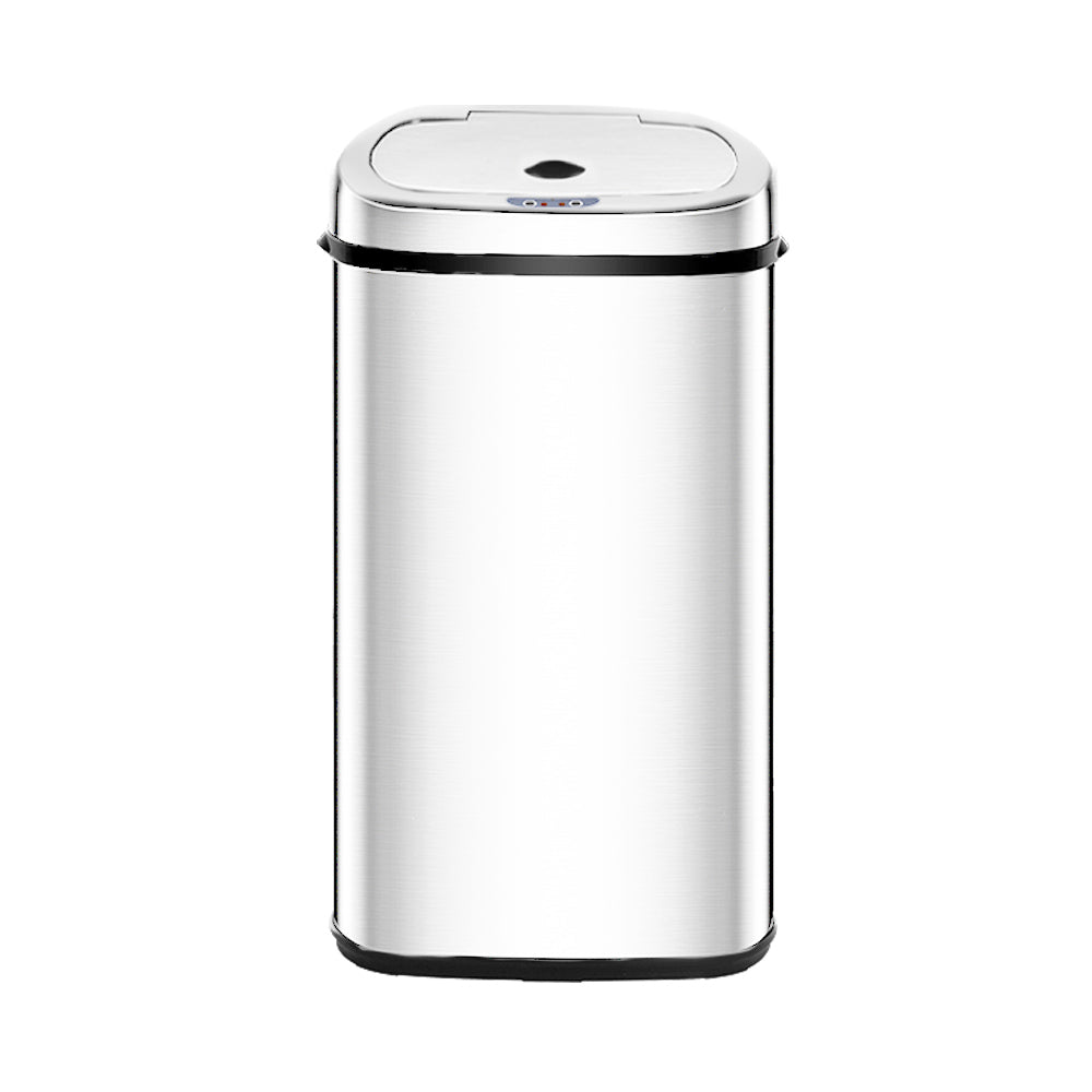 50L Stainless Steel Motion Sensor Trash Can - Automatic Touchless Kitchen & Office Garbage Bin with Lid