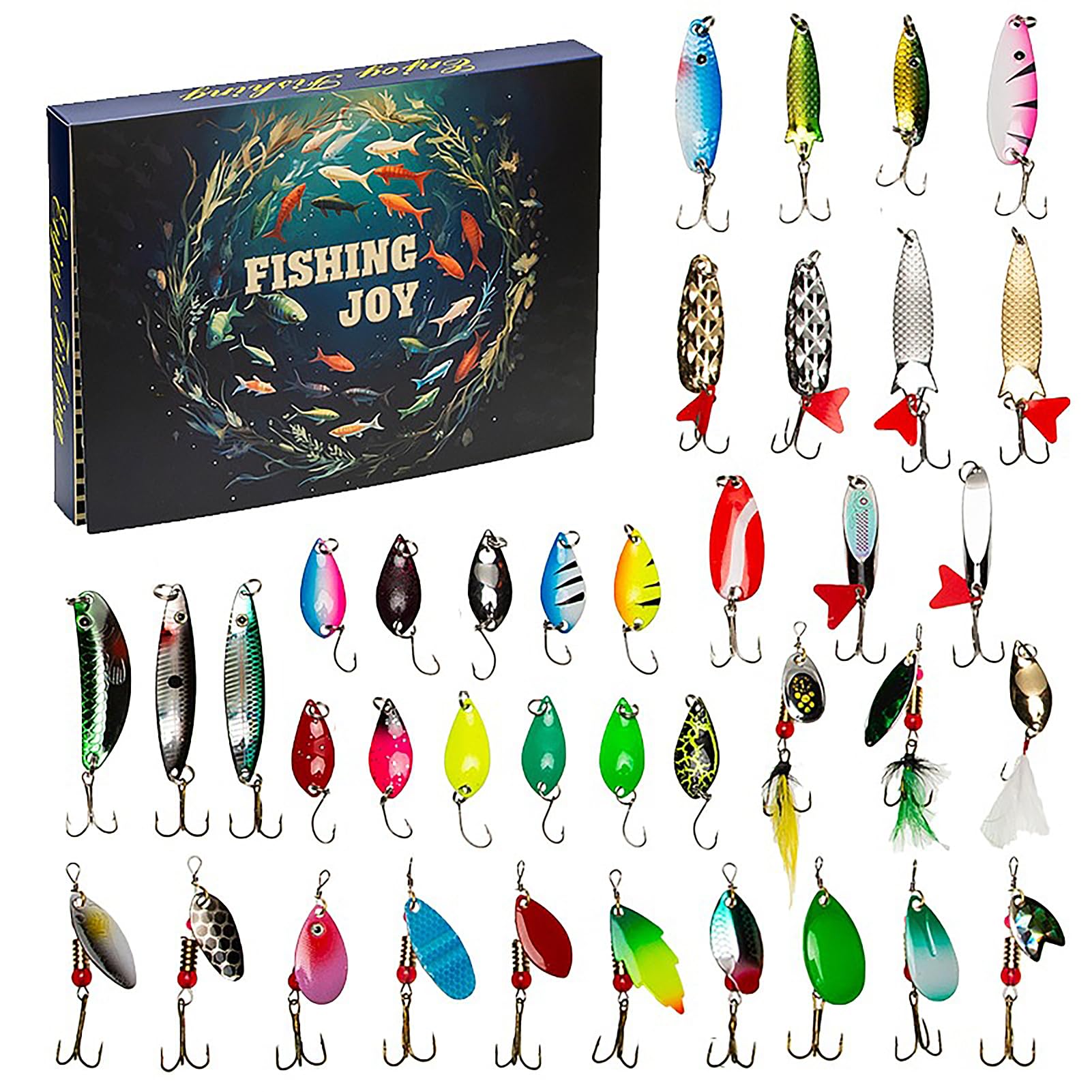 2024-2025 Christmas Fishing Advent Calendar - 36x26x5cm Fishing Lure Countdown Calendar Set for Anglers | Perfect Holiday Gift for Fishing Lovers & Christmas Decor