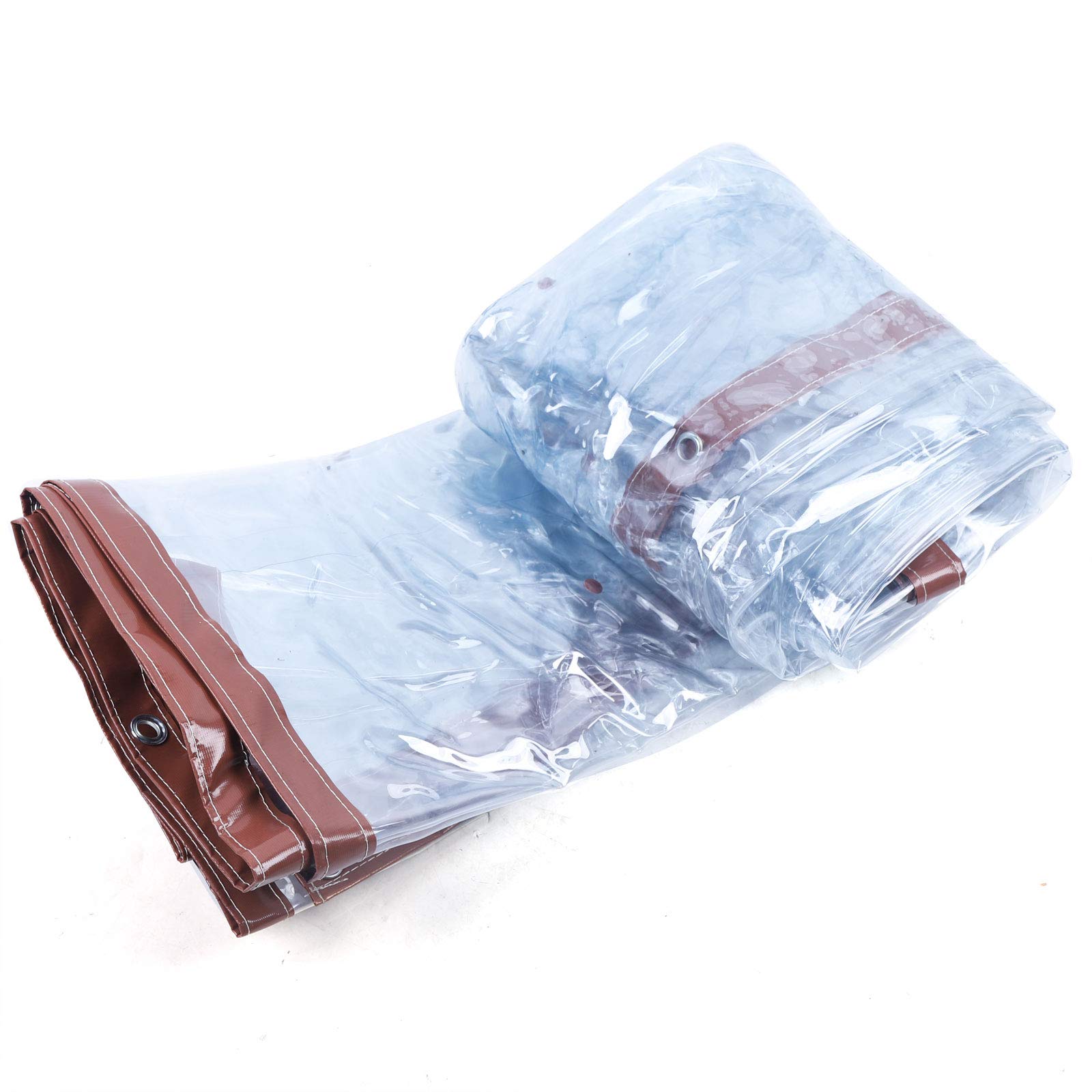 **Commercial Grade Waterproof Clear Vinyl Awning Canopy - 8x20 Feet (2.5x6 M) - Roll-Up Patio Enclosure for Tents, Awnings & Canopies - UV & Weather Resistant (Brown) - Perfect for Outdoor Dining, Events & Backyard Shade**
