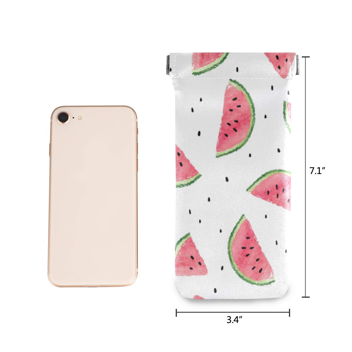 Polka Dot Watermelon Sunglasses Pouch - PU Leather Eyeglasses Case for Women & Men - Portable Travel Glasses Holder for Beach, Car, and Outdoor Activities