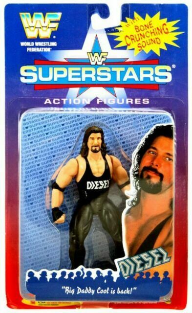 1997 WWF Jakks Pacific Superstars Series 1 Diesel Wrestling Action Figure with J Hook Card - Perfect for Collectors and WWF Memorabilia Displays