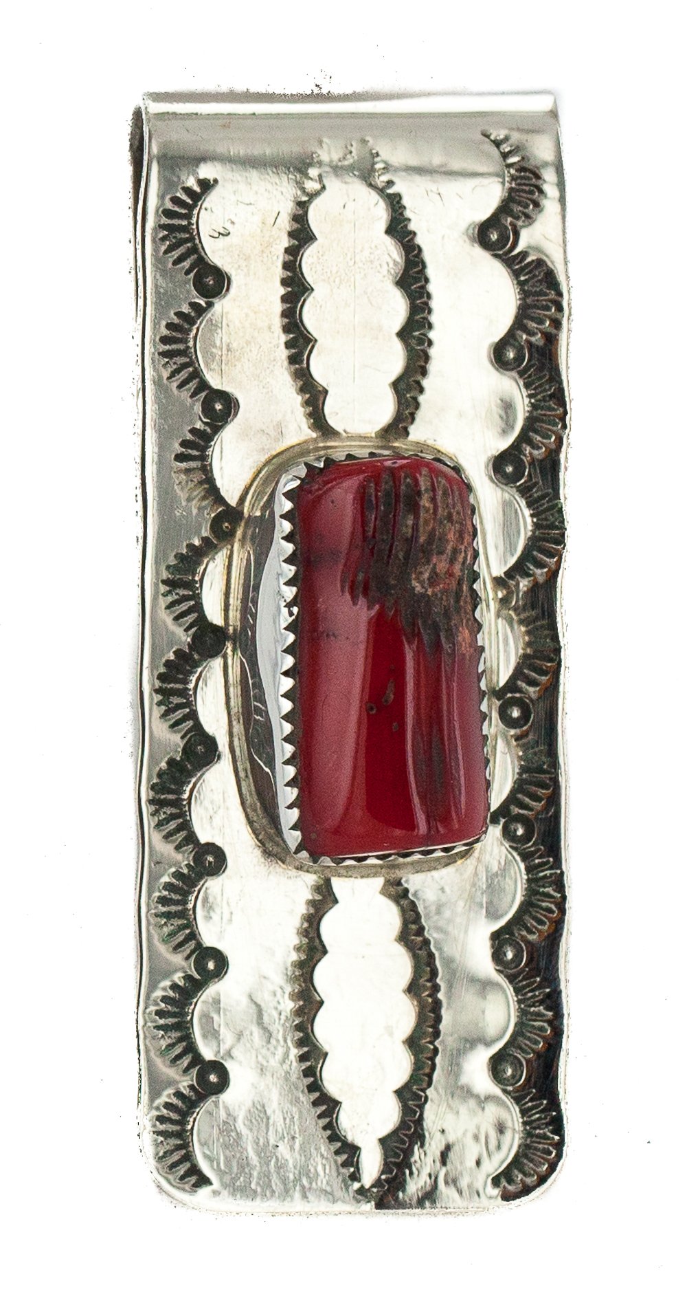 Authentic Navajo Sterling Silver Coral Native American Money Clip - Handcrafted by Loma Siiva - Perfect for Gifts & Western Fashion Accessories