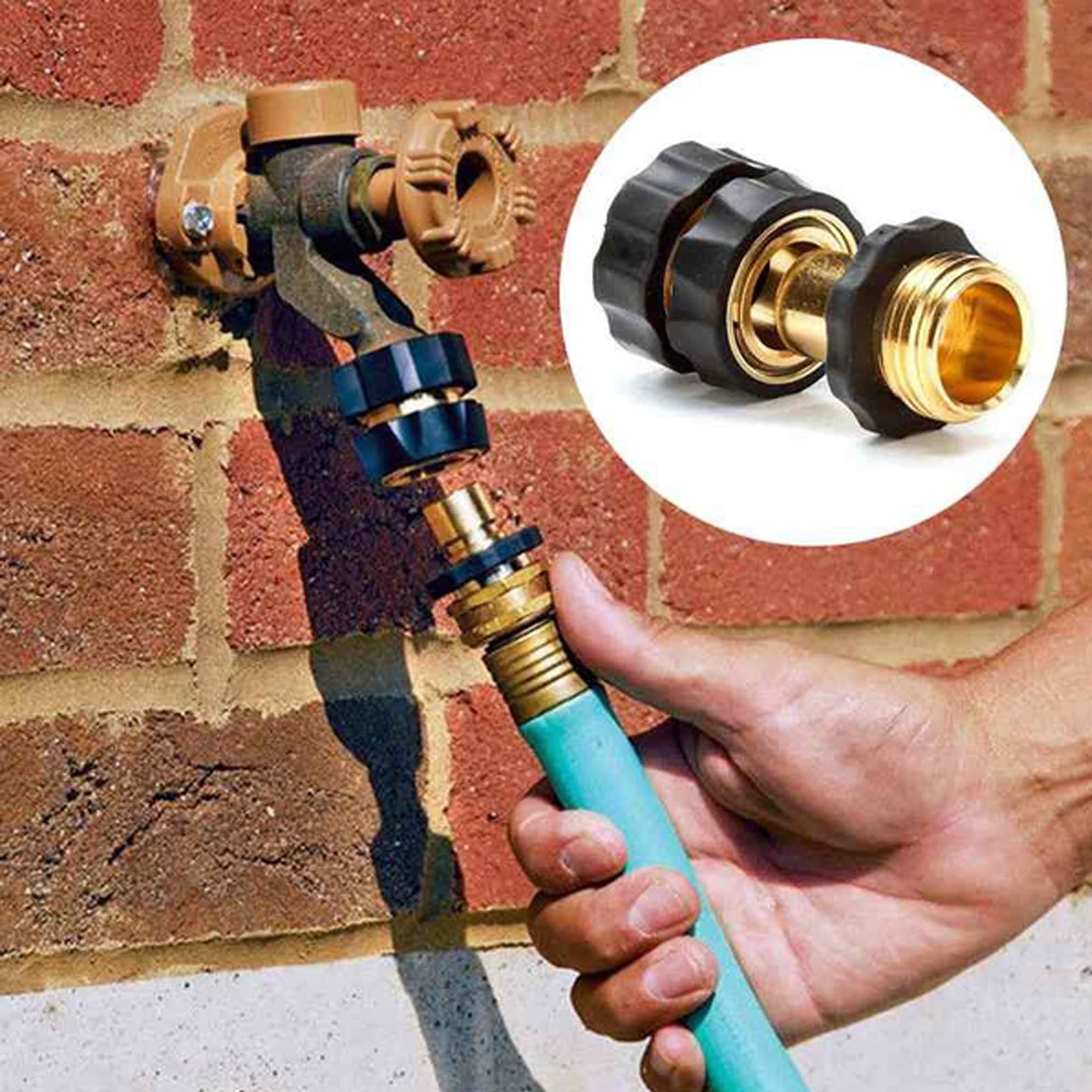 Xiny Tool 3/4 Inch Garden Hose Quick Connect Set - Male & Female Water Quick Release Connectors for Easy Irrigation, Car Washing & Outdoor Watering (2-Pack)