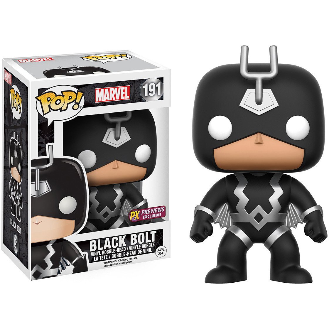 Funko Pop! Marvel Black Bolt (PX Exclusive) Vinyl Figure with Graphic Protector Case - Collectible Action Figure for Display & Protection (10764-B) - Perfect for Marvel Fans, Home Decor, and Office Collections