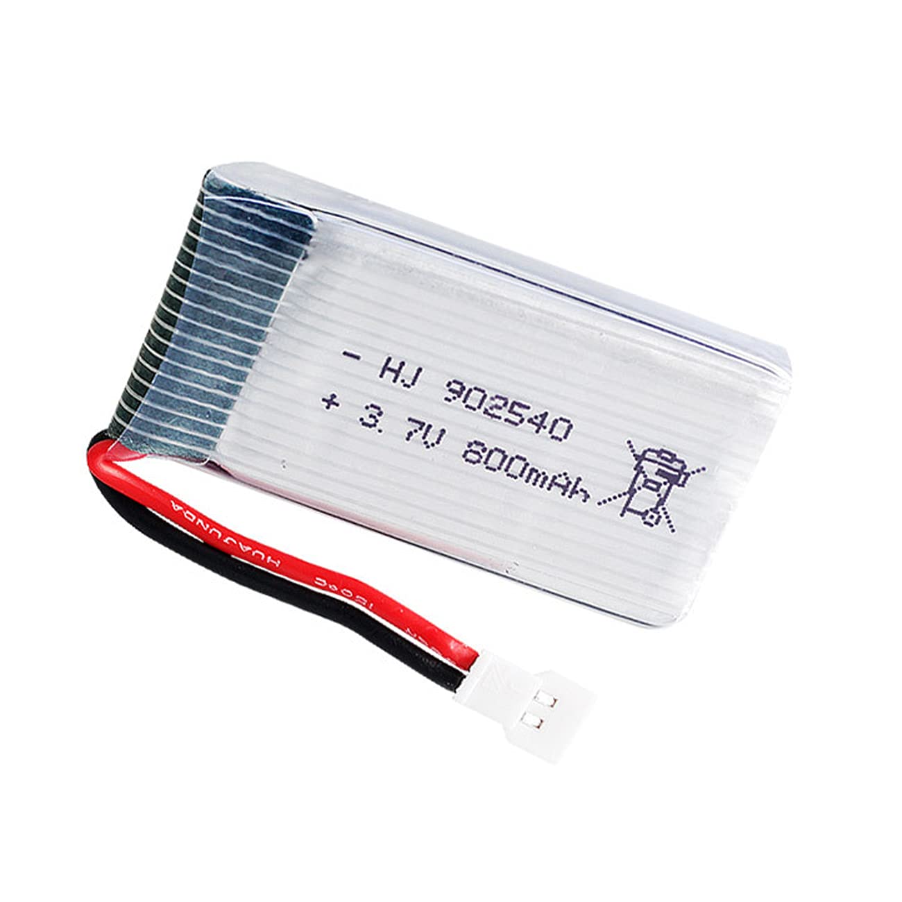2 Pack 3.7V 800mAh 20C 902540 Rechargeable LiPo Battery with USB Charger - Compatible with Syma X5/X5C/X5SW/X5SC, Hengqi 905, Cheerson CX-30, Skytech M68 RC Drones - Perfect for Quadcopter Spare Parts & Extended Flight Time