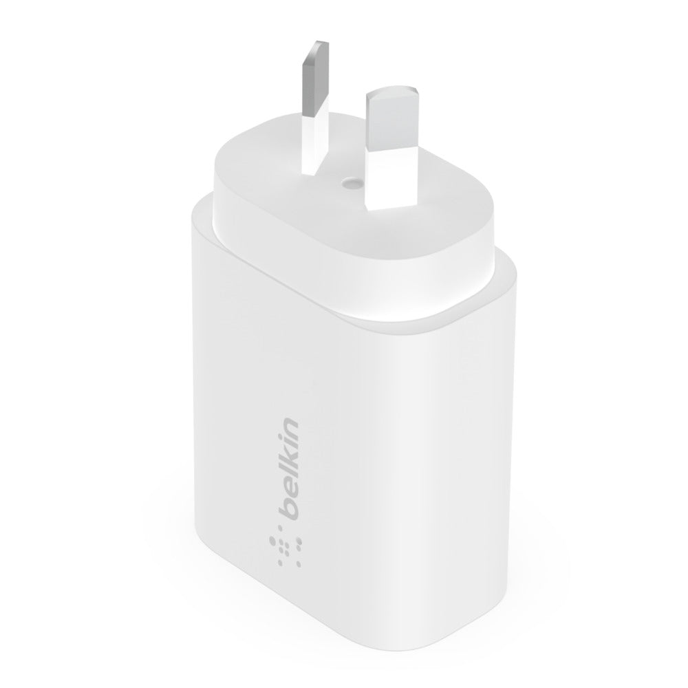 Belkin 25W PD PPS Fast Wall Charger with 1M USB-C to USB-C Cable - White | Compatible with iPhone 15, Samsung Galaxy, iPad & More | Perfect for Home, Office & Travel Charging