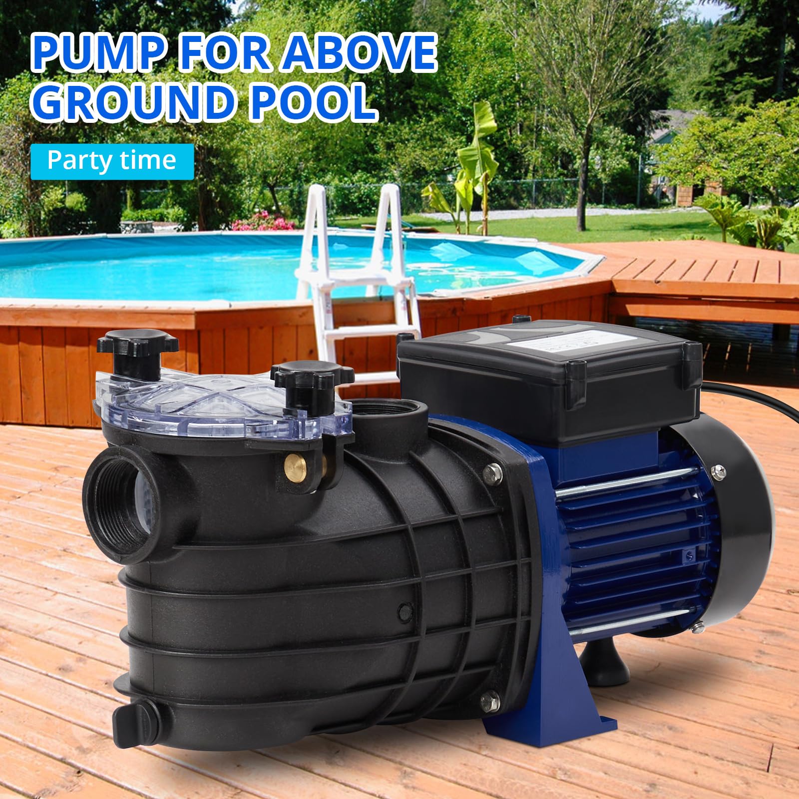 0.75HP Pool Pump for In-Ground & Above Ground Pools - 550W/115V, 2641GPH High Flow, Self-Priming Swimming Pool Water Pump with Filter Basket - Low Noise, Energy Efficient - Perfect for Backyard, Residential & Commercial Pool Maintenance
