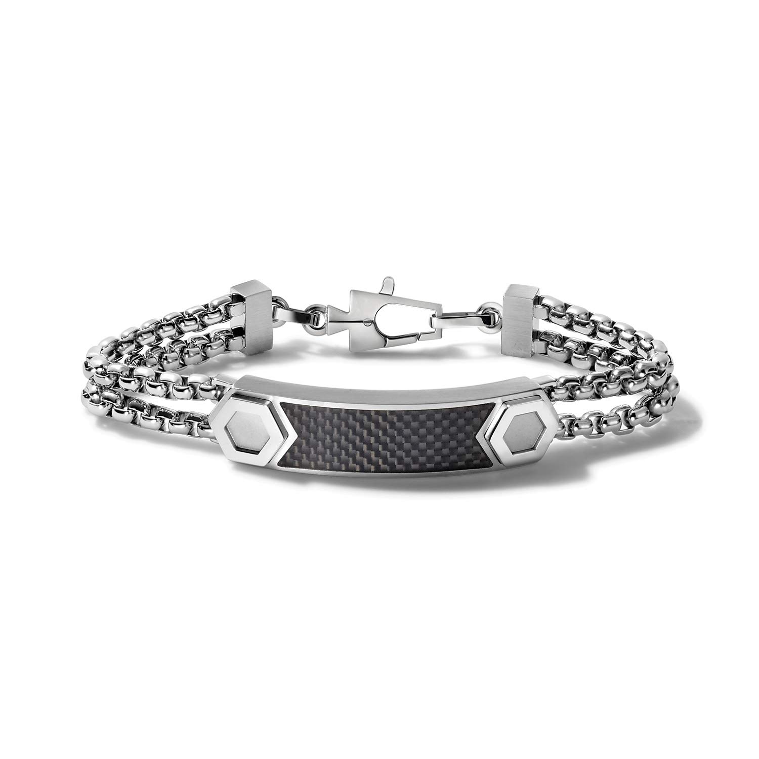 Bulova Men's Precisionist Stainless Steel Watch with Double-Chain Link Bracelet & Knurled Texture ID Plaque - Luxury Dress Watch for Business, Formal Events & Special Occasions