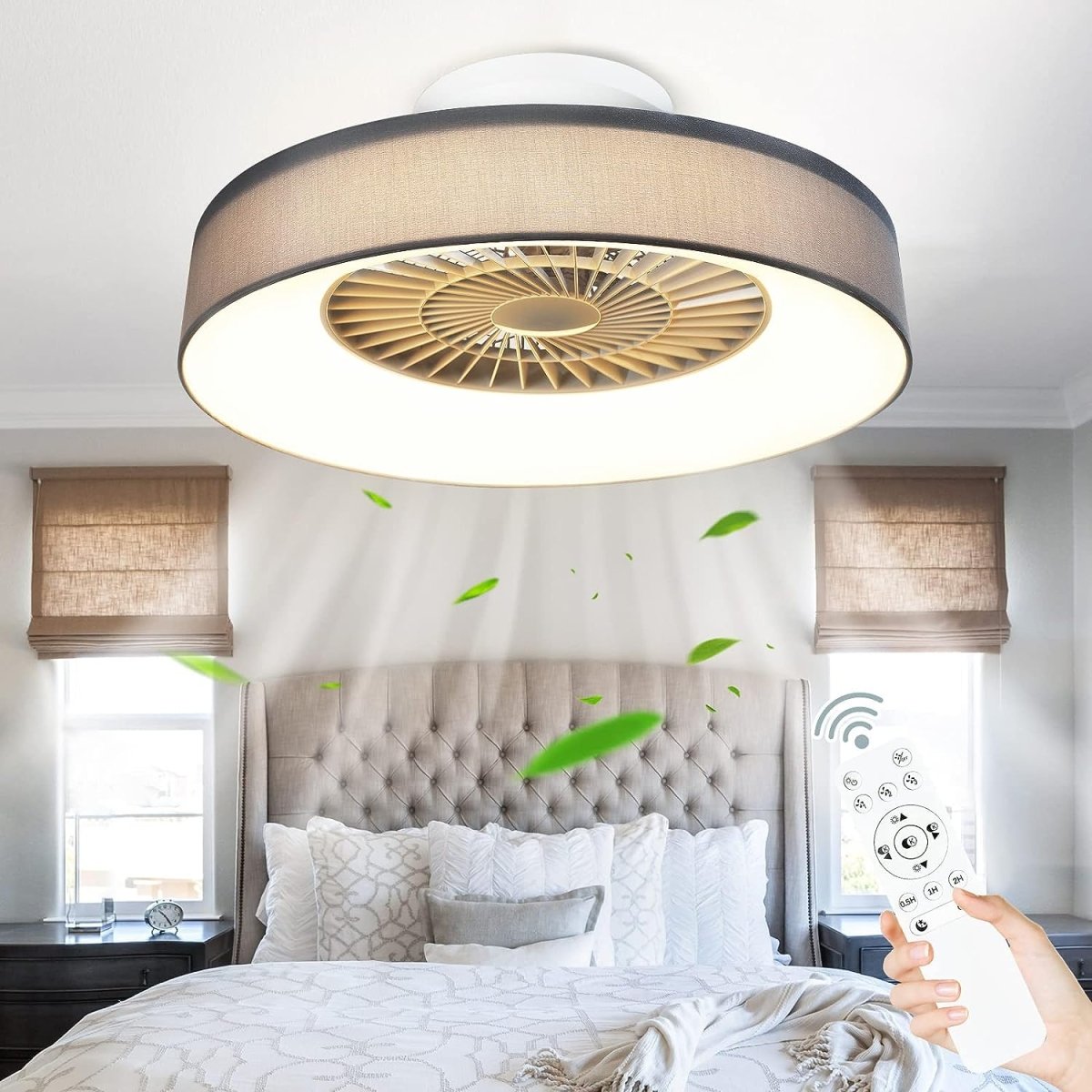 DLLT 18/22 Inch Flush Mount Ceiling Fan Remote Control Replacement - Infrared Starry Sky Fan Remote for Bedroom, Living Room & Office