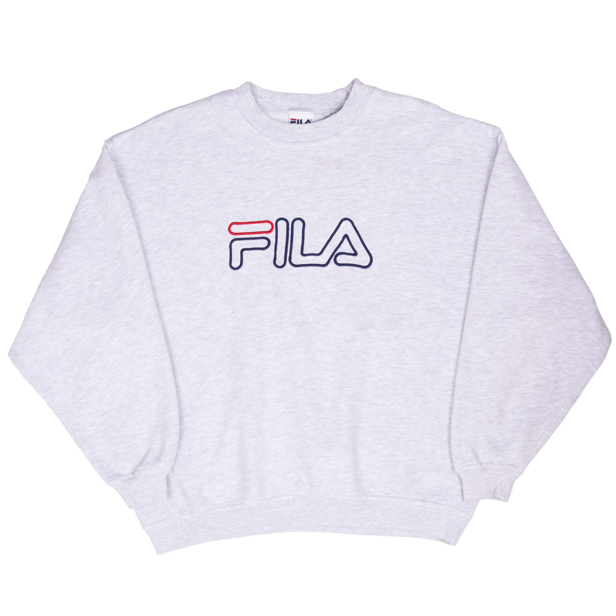 Vintage Fila Embroidered Grey Sweatshirt 1990s XL - Retro 90s Streetwear for Men & Women | Perfect for Casual Wear, Gym, and Urban Fashion