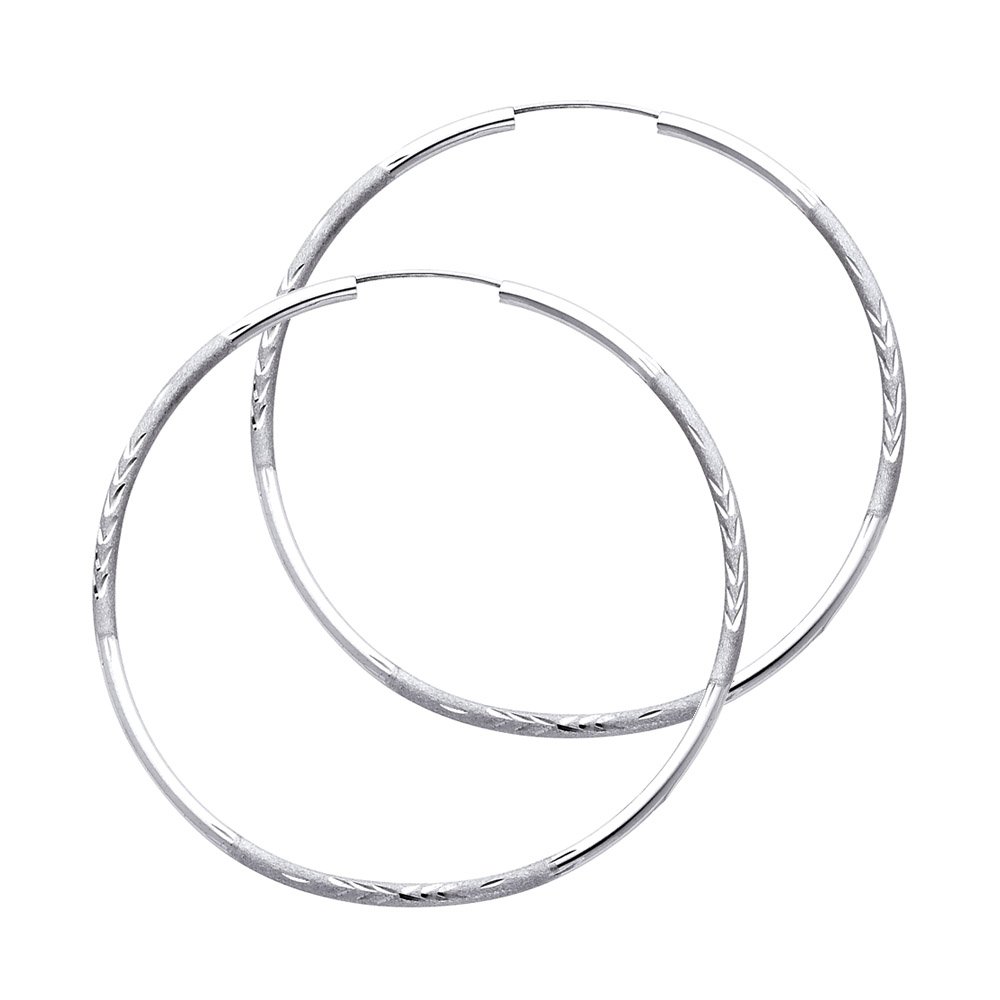 14K White Gold 2mm Thin Endless Hoop Earrings for Women - 8 Size Options (14mm-30mm) | Minimalist Everyday Jewelry, Perfect for Work, Date Night & Gifts