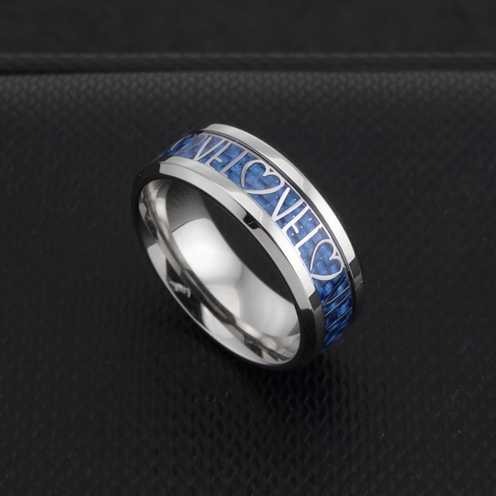 ANAZOZ Men's Promise Rings - Engraved Stainless Steel Wedding Band for Him (8mm Width, Silver & Gold) - Perfect for Anniversaries, Proposals, and Couple Gifts