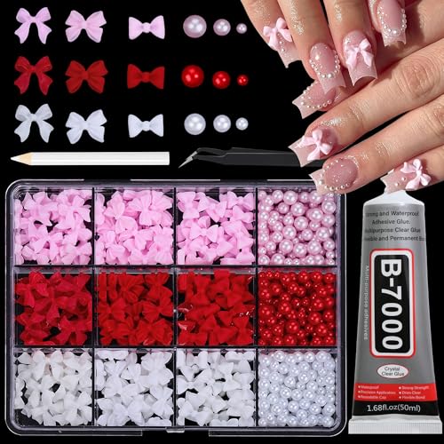 Set 14：White&Red&Pink Bow+Pearls