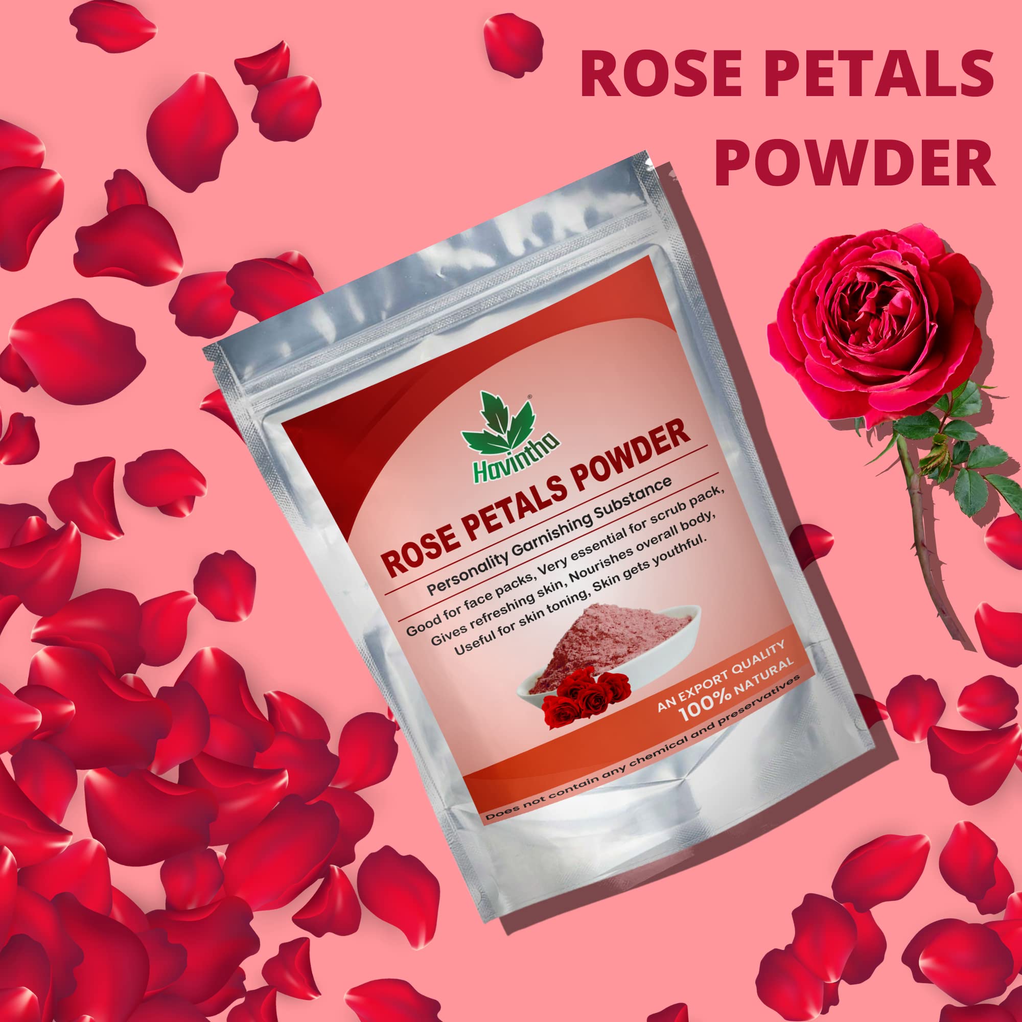 100% Pure & Natural Rose Petals Powder for Face Mask & Skin Care - 100g | Organic Facial Treatment, DIY Beauty Recipes, Spa Day Essential
