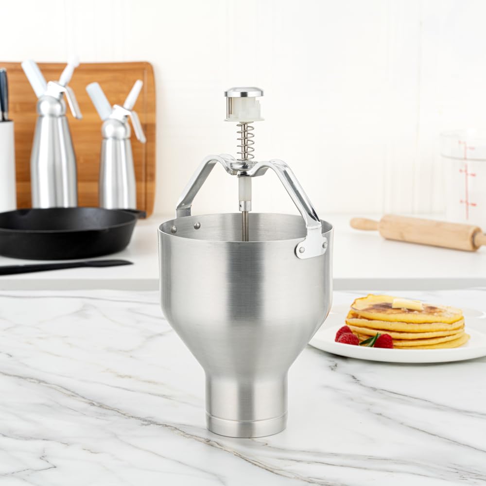 Restaurantware Met Lux 88oz Waffle Batter Dispenser - Durable Pancake Batter Dropper with Portion Control Dial | Easy to Use Aluminum Cupcake & Crepe Batter Dispenser | Perfect for Waffles, Pancakes, Biscuits & Baking at Home or Restaurants