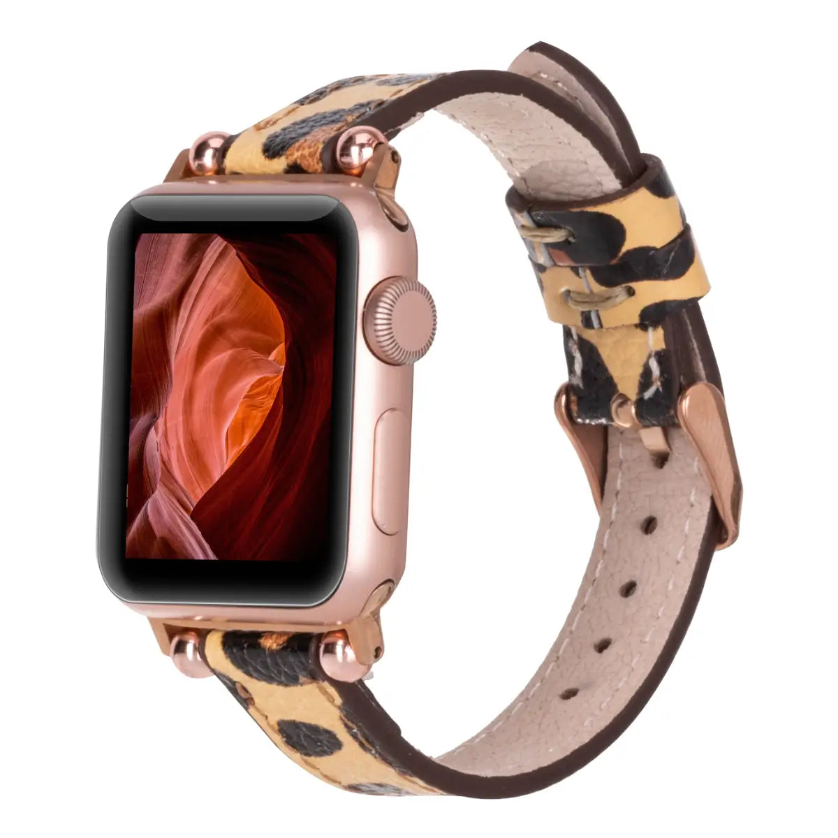 Leopard Print Genuine Leather Ultra Slim Apple Watch Band - Stylish & Durable Replacement Strap for Work, Gym & Everyday Wear